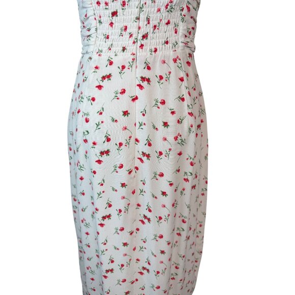 NWT WAYF Size Small Strapless Floral Midi Dress Smocked Back & Ruched Bustline - Picture 14 of 16